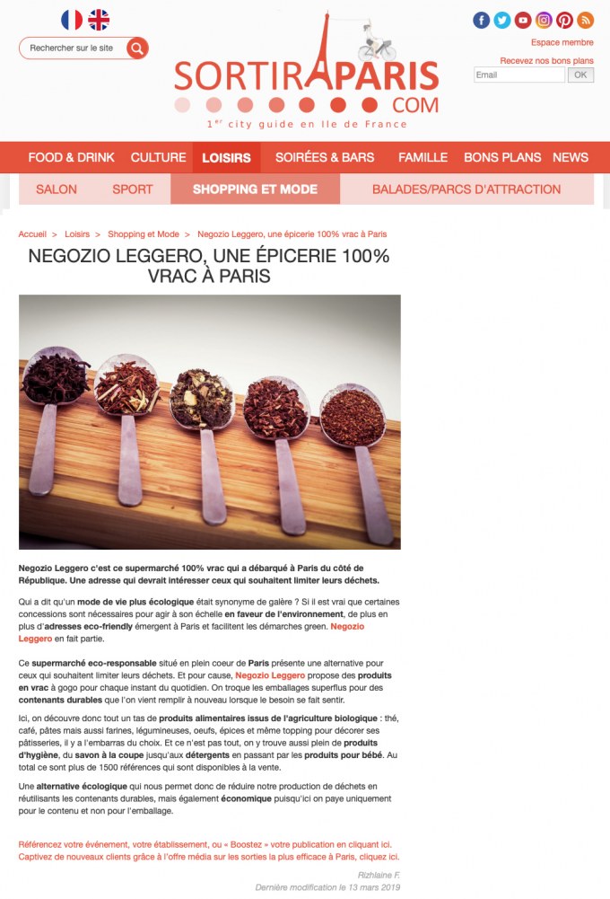 Negozio Leggero su SortiraParis.com