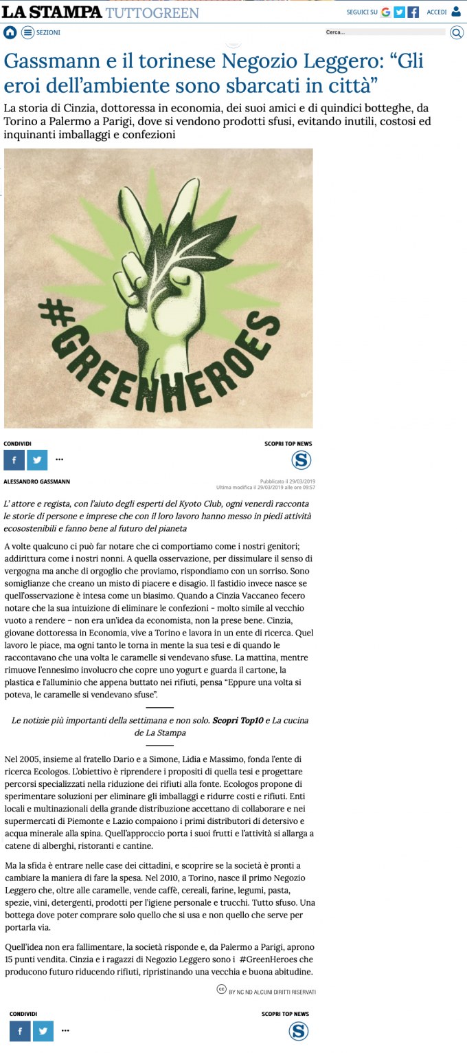 La stampa #GreenHeroes